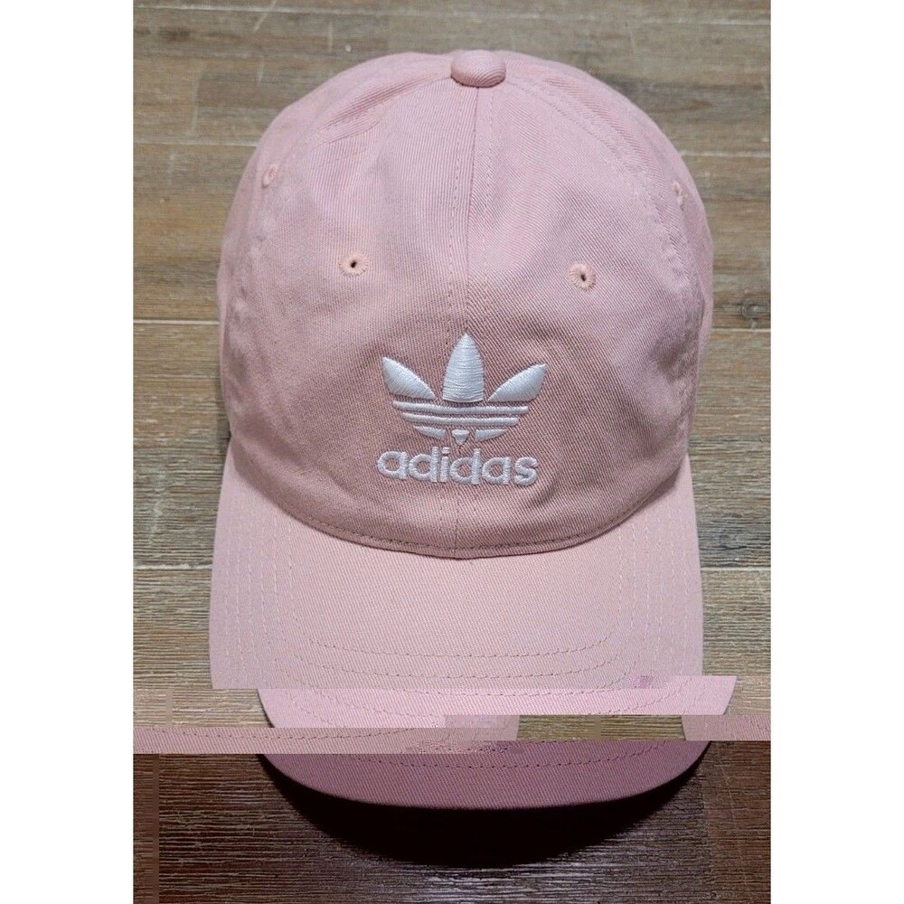 Adidas Pink Hat Embroidered Logo Women's Athletic Cap Adjust Strap Back Peach